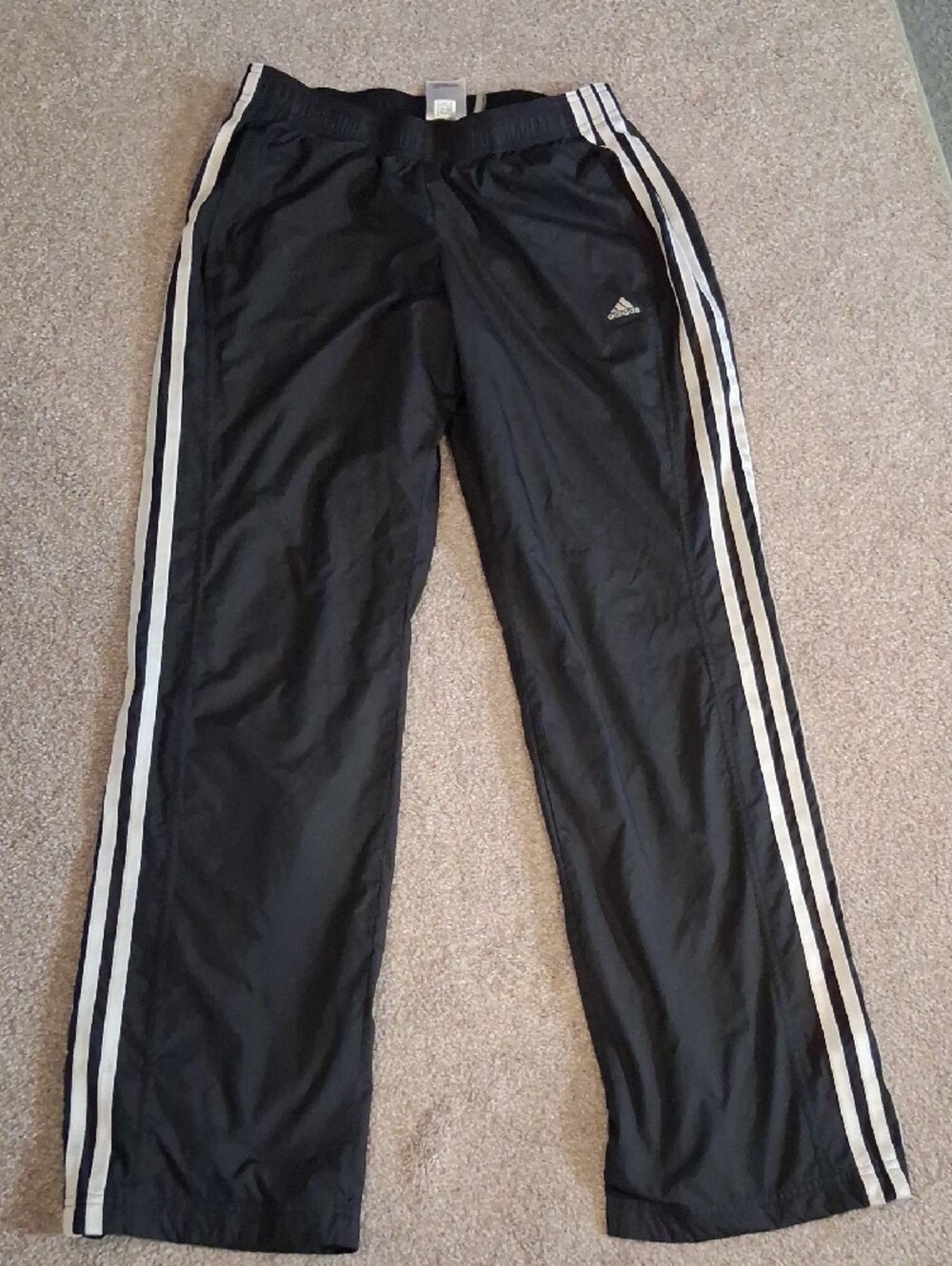 Women's Adidas Climaproof Black Track/Jogger Pants. White Triple Stripes NWOT (S